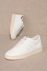 White Braided Casual Lace Up Sneakers - MARA, Sneakers, $ 65.00, A Moment Of Now™